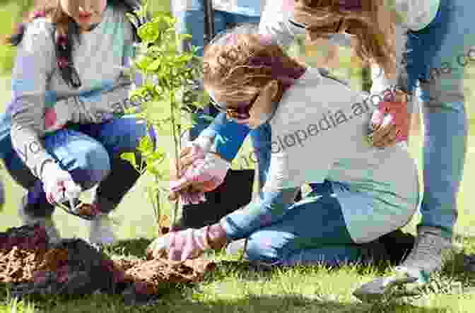 A Group Of Volunteers Planting Trees In A Community Garden, Working Together With Smiles On Their Faces. The Great Unconformity: Reflections On Hope In An Imperiled World