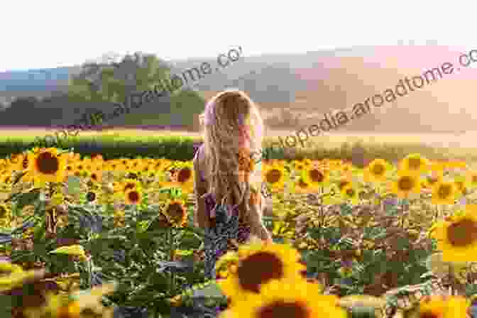 A Woman Sitting In A Field Of Sunflowers, Looking Up At The Sun With A Smile On Her Face. Blessings For The Long Night: Poems And Meditations To Help You Through Depression